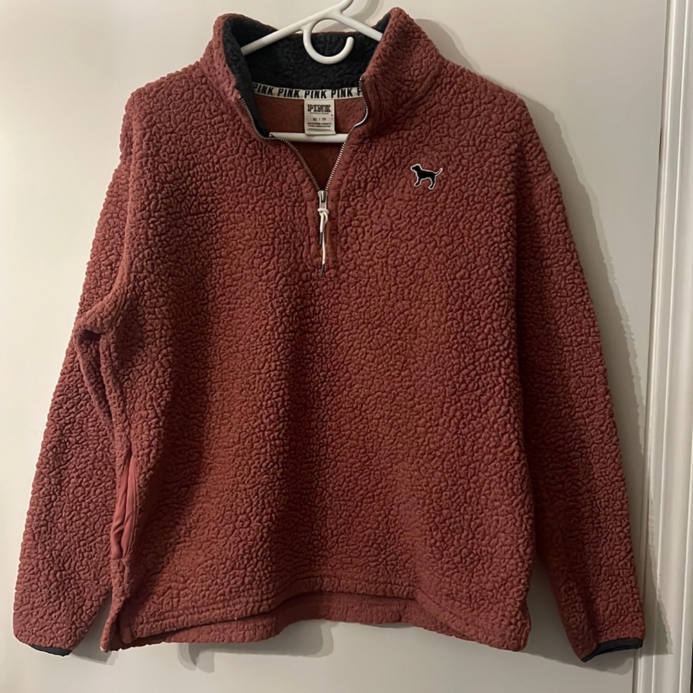 Pink fleece 1/4 zip pullover